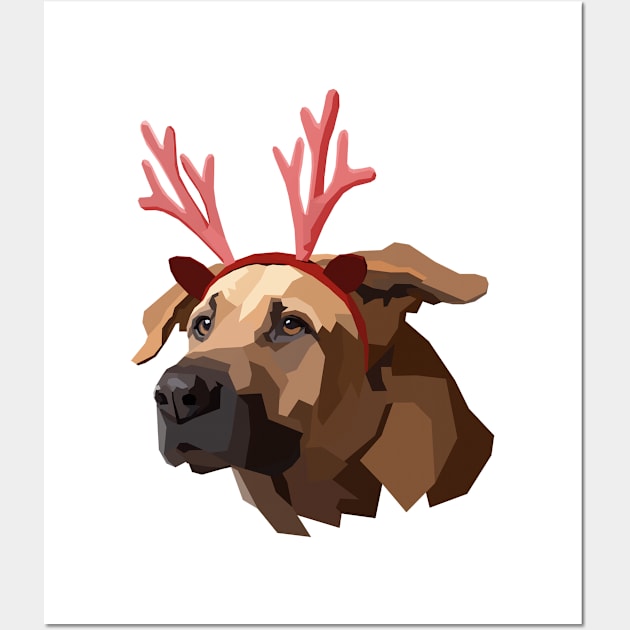 Polygon Xmas Dog Wall Art by InfinityTone